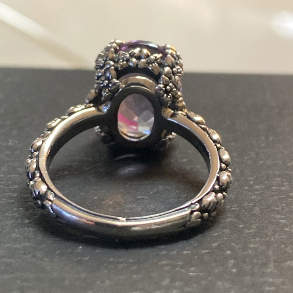 Stephen Dweck Sterling Silver Floral Accents Amethyst Ring - Picture 6 of 11